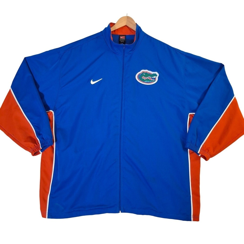 VTG Nike Team Florida Gators Track Jacket Mens 3XL Blue Orange Windbreaker USA